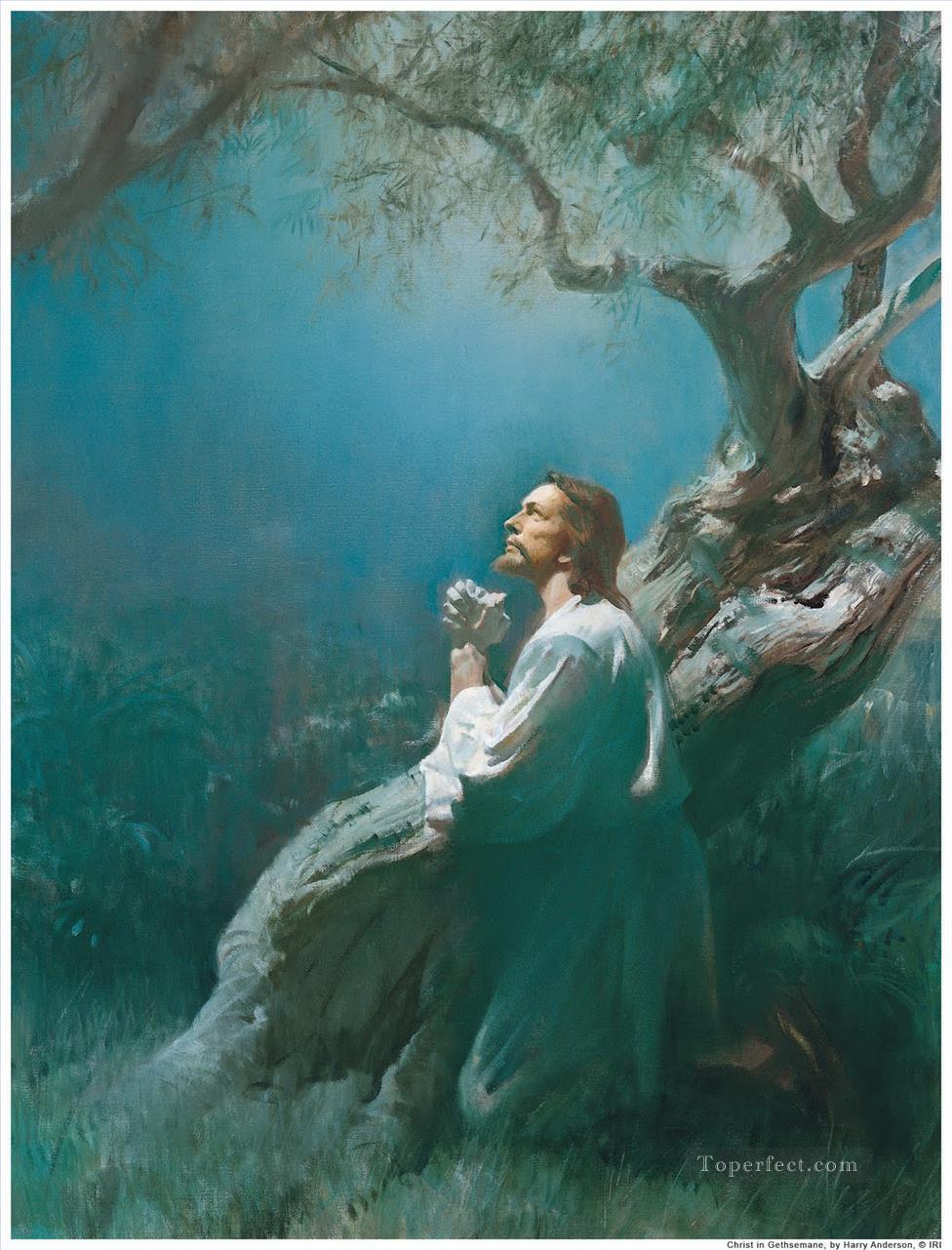 Jesús orando en Getsemaní cristiano religioso Pintura al óleo